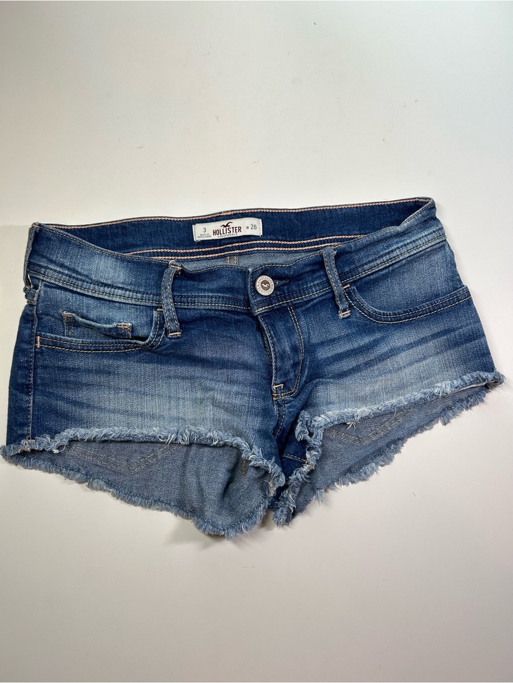 Hollister Junior's 3 Blue Distressed Denim Cutoff Shorts Waist 26